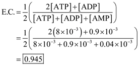 We can determine energy charge with the following formula.   We can determine the phosphorylation potential as follows:  