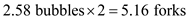 Knowing that the E. coli genome is 4.64 10 6 bp, we predict that DNA replication proceeds at a rate of 750 bp per second. The time required to replicate this amount of DNA is We can determine that rate of replication in order for the genome to be replicated in 20 minutes. At the bidirectional origin of replication, DNA is being synthesized at the rate of Then we can determine how many replication bubbles exist If there are 2.58 replication bubbles, there are 5.16 replication forks.
