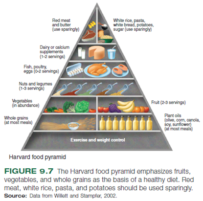 According to figure 9.7 , what types of food should be most abundant in your diet