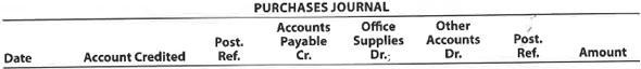 A Purchases journal The following purchase transactions occurred during March for Celebration Catering Service: Record these transactions in the following purchases journal format: B Purchases journal The following purchase transactions occurred during November for Manheim Inc.: Record these transactions in the following purchases journal format: