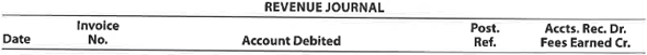 Prepare journal entries in a revenue journal  Global Services Company had the following transactions during the month of August:     a. Record the August revenue transactions for Global Services Company into the following revenue journal format:     b. What is the total amount posted to the accounts receivable and fees earned accounts from the revenue journal for August  c. What is the August 31 balance of the Morgan Corp. customer account assuming a zero balance on August 1