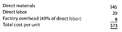 Make-or-buy decision  Jupiter Computer Company has been purchasing carrying cases for its portable computers at a purchase price of $70 per unit. The company, which is currently operating below full capacity, charges factory overhead to production at the rate of 40% of direct labor cost. The fully absorbed unit costs to produce comparable carrying cases are expected to be as follows:     If Jupiter Computer Company manufactures the carrying cases, fixed factory overhead costs will not increase and variable factory overhead costs associated with the cases are expected to be 15% of the direct labor costs. a. Prepare a differential analysis, dated July 19 to determine whether the company should make (Alternative 1) or buy (Alternative 2) the carrying case. b. On the basis of the data presented, would it be advisable to make the carrying cases or to continue buying them Explain.