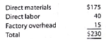 Target costing  Instant Image Inc. manufactures color laser printers. Model J20 presently sells for $460 and has a product cost of $230, as follows:     It is estimated that the competitive selling price for color laser printers of this type will drop to $400 next year. Instant Image has established a target cost to maintain its historical markup percentage on product cost. Engineers have provided the following cost reduction ideas: 1. Purchase a plastic printer cover with snap-on assembly, rather than with screws. This will reduce the amount of direct labor by 15 minutes per unit. 2. Add an inspection step that will add six minutes per unit of direct labor but reduce the materials cost by $20 per unit. 3. Decrease the cycle time of the injection molding machine from four minutes to three minutes per part. Forty percent of the direct labor and 48% of the factory overhead are related to running injection molding machines. The direct labor rate is $30 per hour. a. Determine the target cost for Model J20, assuming that the historical markup on product cost and selling price is maintained. b. Determine the required cost reduction. c Evaluate the three engineering improvements together to determine if the required cost reduction (drift) can be achieved.