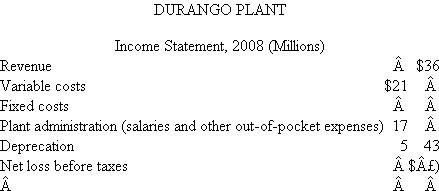 Durango Plastics  SCX is a $2 billion chemical company with a plastics plant located in Durango, Colorado. The Durango plastics plant of SCX was started 30 years ago to produce a particular plastic film for snack food packages. The Durango plant is a profit center that markets its product to film producers. It is the only SCX facility that produces this plastic. A few years ago, worldwide excess capacity for this plastic developed as a number of new plants were opened and some food companies began shifting to a more environmentally safe plastic that cannot be produced with the Durango plant technology. Last year, with Durango's plant utilization down to 60 percent, senior management of SCX began investigating alternative uses of the Durango plant. The Durango plant's current annual oper­ating statement appears in the accompanying table.   One alternative use of the Durango plant's excess capacity is a new high-strength plastic used by the auto industry to reduce the weight of cars. Additional equipment required to produce the auto­motive plastic at the Durango plant can be leased for $3 million per year. Automotive plastic revenues are projected to be $28 million and variable costs are $11 million. Additional fixed costs for market­ing, distribution, and plant overhead attributable solely to auto plastics are expected to be $4 million. All of SCX's divisions are evaluated on a before-tax basis. Required:  a. Evaluate the auto industry plastic proposal. Compare the three alternatives: (1) close Durango, (2) produce only film plastic at Durango, and (3) produce both film and auto plastic at Durango. Which of the three do you suggest accepting? (If Durango is closed, additional one-time plant closing costs just offset the proceeds from selling the plant.) b. Suppose the Durango plant begins manufacturing both film and auto plastic. Prepare a performance report for the two divisions for the first year, assuming that the initial projections are realized and the film division's 2009 revenue and expenses are the same as in 2008. Plant administration ($17 million) and depreciation ($5 million) are common costs to both the film and auto plastics divisions. For performance evaluation purposes, these costs are assigned to the two divisions based on sales revenue. All costs incurred for the Auto Plastics division should be charged to that division. c. Does the performance report in ( b ) accurately reflect the relative performance of the two divisions? Why or why not? d. In the year 2010, the Durango plant is able to negotiate a $1 million reduction in property taxes. Property taxes are included in the plant administration account.  In addition, the Film Division is able to add $3 million in additional revenues (with $2.1 of additional variable cost) by selling film to European food packagers. Assuming that these are the only changes at the Durango plant between 2009 and 2010, how does the Auto Plastics Division's performance change between these two years? Allocate the common costs using the method described in ( b ).  e. Write a short memo evaluating the performance of the Auto Plastics Division in light of the events in the year 2010 and describing how these events affect the reported performance of the Auto Plastics Division.