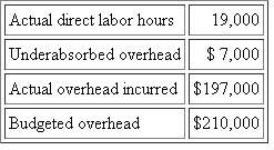 Lys Wheels  Lys Wheels manufactures high-performance mountain bikes. Lys uses a predetermined overhead rate based on direct labor hours to absorb overhead to mountain bikes. For the last fiscal year, the firm had the following operating data:   Required:  What was Lys's budgeted volume last year?