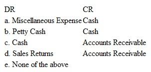 To conceal the theft of cash receipts from customers in payment of their accounts, which of the following journal entries should the bookkeeper make?