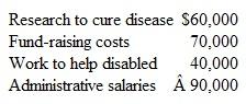 A voluntary health and welfare organization has the following expenditures:     How should the organization report these items  a. Program service expenses of $100,000 and supporting service expenses of $160,000. b. Program service expenses of $160,000 and supporting service expenses of $00,000. c. Program service expenses of $170,000 and supporting service expenses of $90,000. d. Program service expenses of $190,000 and supporting service expenses of $70,000.