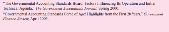 Read the following articles and any other papers that are available on setting governmental accounting standards:      Required  Write a short paper discussing the evolution of governmental accounting.