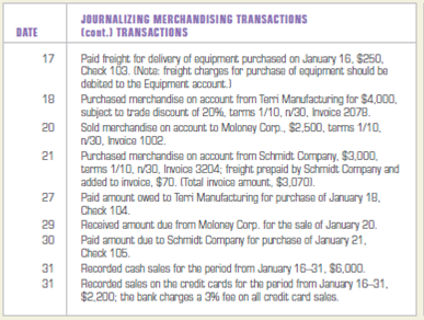 Journalizing Merchandising Transactions  William Evans began Evans Distributors, a sporting goods distribution company, in January 2013, and engaged in the transactions below. Assume Evans Distributors and its customers take advantage of all cash discounts.         INSTRUCTIONS  Record the transactions in a general journal. Number the first journal as page 1. Provide brief explanations after each journal entry.
