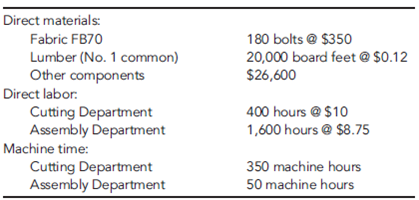 Beauville Furniture Corporation produces sofas, recliners, and lounge chairs. Beauville is located in a medium-sized community in the southeastern part of the United States. It is a major employer in the community. In fact, the economic well-being of the community is tied very strongly to Beauville. Beauville operates a sawmill, a fabric plant, and a furniture plant in the same community. The sawmill buys logs from independent producers. The sawmill then processes the logs into four grades of lumber: firsts and seconds, No. 1 common, No. 2 common, and No. 3 common. All costs incurred in the mill are common to the four grades of lumber. All four grades of lumber are used by the furniture plant. The mill transfers everything it produces to the furniture plant, and the grades are transferred at cost. Trucks are used to move the lumber from the mill to the furniture plant. Although no outside sales exist, the mill could sell to external customers, and the selling prices of the four grades are known. The fabric plant is responsible for producing the fabric that is used by the furniture plant. To produce three totally different fabrics (identified by fabric ID codes FB60, FB70, and FB80, respectively), the plant has three separate production operations-one for each fabric. Thus, production of all three fabrics occurs at the same time in different locations in the plant. Each fabric's production operation has two processes: the weaving and pattern process and the coloring and bolting process. In the weaving and pattern process, yarn is used to create yards of fabric with different designs. In the next process, the fabric is dyed, cut into 25-yard sections, and wrapped around cardboard rods to form 25-yard bolts. The bolts are transported by forklift to the furniture plant's Receiving Department. All of the output of the fabric plant is used by the furniture plant (to produce the sofas and chairs). For accounting purposes, the fabric is transferred at cost to the furniture plant. The furniture plant produces orders for customers on a special-order basis. The customers specify the quantity, style, fabric, lumber grade, and pattern. Typically, jobs are large (involving at least 500 units). The plant has two production departments: Cutting and Assembly. In the Cutting Department, the fabric and wooden frame components are sized and cut. Other components are purchased from external suppliers and are removed from stores as needed for assembly. After the fabric and wooden components are finished for the entire job, they are moved to the Assembly Department. The Assembly Department takes the individual components and assembles the sofas (or chairs). Beauville Furniture has been in business for over two decades and has a good reputation. However, during the past five years, Beauville experienced eroding profits and declining sales. Bids were increasingly lost (even aggressive bids) on the more popular models. Yet, the company was winning bids on some of the more-difficult-to-produce items. Lance Hays, the owner and manager, was frustrated. He simply couldn't understand how some of his competitors could sell for such low prices. On a common sofa job involving 500 units, Beauville's bids were running $25 per unit, or $12,500 per job more than the winning bids (on average). Yet, on the more difficult items, Beauville's bids were running about $60 per unit less than the next closest bid. Gisela Berling, vice president of finance, was assigned the task of preparing a cost analysis of the company's product lines. Lance wanted to know if the company's costs were excessive. Perhaps the company was being wasteful, and it was simply costing more to produce furniture than it was costing its competitors. Gisela prepared herself by reading recent literature on cost management and product costing and attending several conferences that explored the same issues. She then reviewed the costing procedures of the company's mill and two plants and did a preliminary assessment of their soundness. The production costs of the mill were common to all lumber grades and were assigned using the physical units method. Since the output and production costs were fairly uniform throughout the year, the mill used an actual costing system. Although Gisela had no difficulty with actual costing, she decided to explore the effects of using the sales-value-at-split-off method. Thus, cost and production data for the mill were gathered so that an analysis could be conducted. The two plants used normal costing systems. The fabric plant used process costing, and the furniture plant used job-order costing. Both plants used plantwide overhead rates based on direct labor hours. Based on her initial reviews, she concluded that the costing procedures for the fabric plant were satisfactory. Essentially, there was no evidence of product diversity. A statistical analysis revealed that about 90 percent of the variability in the plant's overhead cost could be explained by direct labor hours. Thus, the use of a plantwide overhead rate based on direct labor hours seemed justified. What did concern her, though, was the material waste that she observed in the plant. Maybe a standard cost system would be useful for increasing the overall cost efficiency of the plant. Consequently, as part of her report to Lance, she decided to include a description of the fabric plant's costing procedures-at least for one of the fabric types. She also decided to develop a standard cost sheet for the chosen fabric. The furniture plant, however, was a more difficult matter. Product diversity was present and could be causing some distortions in product costs. Furthermore, statistical analysis revealed that only about 40 percent of the variability in overhead cost was explained by the direct labor hours. She decided that additional analysis was needed so that a sound product costing method could be recommended. One possibility would be to increase the number of overhead rates. Thus, she decided to include departmental data so that the effect of moving to departmental rates could be assessed. Finally, she also wanted to explore the possibility of converting the sawmill and fabric plant into profit centers and changing the existing transfer pricing policy. With the cooperation of the cost accounting manager for the mill and each plant's controller, she gathered the following data for last year: Sawmill:  Joint manufacturing costs: $900,000     Fabric Plant:  Budgeted overhead: $1,200,000 (50% fixed) Practical volume (direct labor hours): 120,000 hours Actual overhead: $1,150,000 (50% fixed) Actual hours worked:     Departmental data on Fabric FB70 (actual costs and actual outcomes):         *Unitsare measured in yards for the Weaving and Pattern Department and in bolts forthe Coloring and Bolting Department. Note: With the exception of the cardboard bolt rods, materials are added at the beginning of each process. The cost of the rods is relatively insignificant and is included in overhead. Proposed standard cost sheet for Fabric FB70 (for the Coloring and Bolting Department only):     Furniture Plant:  Departmental data (budgeted):     After some discussion with the furniture plant controller, Gisela decided to use machine hours to calculate the overhead rate for the Cutting Department and direct labor hours for the Assembly Department rate (the Cutting Department was more automated than the Assembly Department). As part of her report, she wanted to compare the effects of plantwide rates and departmental rates on the cost of jobs. She wanted to know if overhead costing could be the source of the pricing problems the company was experiencing. To assess the effect of the different overhead assignment procedures, Gisela decided to examine two prospective jobs. One job, Job A500, could produce 500 sofas, using a frequently requested style and Fabric FB70. Bids on this type of job were being lost more frequently to competitors. The second job, Job B75, would produce 75 specially designed recliners. This job involved a new design and was more difficult for the workers to build. It involved some special cutting requirements and an unfamiliar assembly. Recently, the company seemed to be winning more bids on jobs of this type. To compute the costs of the two jobs, Gisela assembled the following information on the two jobs: Job A500:      Job B75:      Required  Assume that the standard hours allowed for the actual total output of the fabric plant are 115,000. Calculate the following variances: a. Fixed overhead spending variance b. Fixed overhead volume variance c. Variable overhead spending variance d. Variable overhead efficiency variance