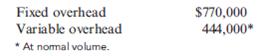 Overhead Application, Overhead Variances, Journal Entries  Plimpton Company produces countertop ovens. Plimpton uses a standard costing system. The standard costing system relies on direct labor hours to assign overhead costs to production. The direct labor standard indicates that two direct labor hours should be used for every oven produced. The normal production volume is 100,000 units. The budgeted overhead for the coming year is as follows:     Plimpton applies overhead on the basis of direct labor hours. During the year, Plimpton produced 97,000 units, worked 196,000 direct labor hours, and incurred actual fixed overhead costs of $780,000 and actual variable overhead costs of $435,600. Required:  1. Calculate the standard fixed overhead rate and the standard variable overhead rate. 2. Compute the applied fixed overhead and the applied variable overhead. What is the total fixed overhead variance? Total variable overhead variance?  3. Break down the total fixed overhead variance into a spending variance and a volume variance. Discuss the significance of each.  4. Compute the variable overhead spending and efficiency variances. Discuss the significance of each.  5. Now assume that Plimpton's cost accounting system reveals only the total actual overhead. In this case, a three-variance analysis can be performed. Using the relationships between a three- and four-variance analysis, indicate the values for the three overhead variances.  6. Prepare the journal entries that would be related to fixed and variable overhead during the year and at the end of the year. Assume variances are closed to Cost of Goods Sold.