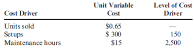 CVP with Activity-Based Costing Busy-Bee Baking Company produces a variety of breads. The average price of a loaf of bread is $1. Costs are as follows:   Other data:   Required: 1. Compute the break-even point in units using conventional analysis. 2. Compute the break-even point in units using activity-based analysis. 3. Suppose that Busy-Bee could reduce the setup cost by $100 per setup and could reduce the number of maintenance hours needed to 1,000. How many units must be sold to break even in this case? (Round answer up to whole units.)<div style=padding-top: 35px> 