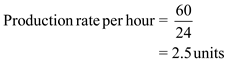 1.If the cell is processing continuously, then a unit is produced every 24 minutes after the start-up unit as it is a bottleneck time. Calculate units can cell produce per hour:   Hence, the production rate per hour will be 2.5 units per hour. 2.If the cell is processing continuously, then the time taken to produce one unit will be 24 minutes   as bottleneck sets the production rate. 3.Explanation: To produce one bottle every four minutes or 15 per hour, the maximum unit production time for any process must be 4 minutes. Thus, the ways should be identified for reducing time of Mixing, Heating, Tableting and Bottling to 4 minutes.