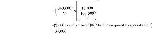a. NoFat manufactures one product, olestra, and sells it to large potato chip manufacturers as the key ingredient in NoFat snack foods, including ruffles, lays, Doritos and Tostitos brand products. For each of the past three years, sales of olestra have been far less than the expected annual volume of 125,000 pounds. One company, Patterson union (PU), a toxic waste cleanup company offered to buy 10,000 of olestra from NoFat during December for a price of $2.20 per pound. For the special offer NoFat would bear $1,000 cost of the inspection team. From the relevant information given in the case the relevant revenues from the special sales offer is computed as follows: Given:     Hence, the relevant revenue from the special offer is $22,000. b. Relevant costs from the special offer are computed as follows:   Given:     A relevant fixed cost is calculated as follows:     If the special sale is accepted the plant inspection team cost is:   The relevant cost from the special sales offer is   Hence, the relevant cost associated with the special offer is $25,000. c. The relevant profit associated with the special sales offer is:  