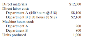 Job Cost Flows  Roseler Company uses a normal job-order costing system. The company has two departments through which most jobs pass. Overhead is applied using a plantwide overhead rate of $10 per direct labor hour. During the year, several jobs were completed. Data pertaining to one such job, Job 9-601, follow:    Required:  1. Compute the total cost of Job 9-601. 2. Compute the per-unit manufacturing cost for Job 9-601. For Requirements 3 and 4, assume that Roseler uses departmental overhead rates. In Department A, overhead is applied at the rate of $3 per direct labor hour. In Department B, overhead is applied at the rate of $7 per machine hour. 3. Compute the total cost of Job 9-601. 4. Compute the per-unit manufacturing cost for Job 9-601.