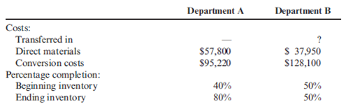 Weighted Average Method, Journal Entries  Seacrest Company uses a process costing system. The company manufactures a product that is processed in two departments: A and B. As work is completed, it is transferred out. All inputs are added uniformly in Department A. The following summarizes the production activity and costs for November:      Required:  1. Using the weighted average method, prepare the following for Department A: (a) a physical flow schedule, (b) an equivalent unit calculation, (c) calculation of unit costs (Note:Round to two decimal places), (d) cost of EWIP and cost of goods transferred out, and (e) a cost reconciliation. 2. CONCEPTUAL CONNECTION Prepare journal entries that show the flow of manufacturing costs for Department A. Use a conversion cost control account for conversion costs. Many firms are now combining direct labor and overhead costs into one category. They are not tracking direct labor separately. Offer some reasons for this practice.