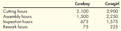 Zapato Company produces two types of boots: cowboy and cowgirl. There are four activitie associated with the two products. Drivers for the four activities are as follows:    Consumption Ratios  Refer to the information for Zapato Company above. Required:  1. Calculate the consumption ratios for the four drivers. 2. Is there evidence of product diversity Explain.