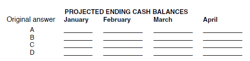 WHAT-IF ANALYSIS  The following four suggestions have been made to improve the company's cash position. Evaluate the effect on cash flow for each of the four suggestions. After evaluating each suggestion, enter the projected cash balances in the spaces provided. Consider each suggestion separately. Reset cells to their initial values after each new suggestion. a. Seek agreement with suppliers to extend the credit period to 30 days. This would mean that all current monthly purchases would be paid for in the following month. b. Raise the unit price from $28 to $30. A price increase will reduce unit sales by 10% each month. Unit purchases will also be reduced by 10%. c. Put the company's two salespeople on straight commission. This would reduce fixed marketing and administrative costs to $1,500 per month and raise variable marketing and administrative costs to $7 per unit. d. Increase the cash discount from 5% to 10%. It is anticipated that this would increase the percentage of customers paying within the discount period to 85%, and those paying the month after the discount period would drop to 8%. Five percent would pay in the following month and 2% would still be uncollectible.     What are your recommendations for Sweet Pleasures, Inc. Consider potential impact on profits as well as cash balances.