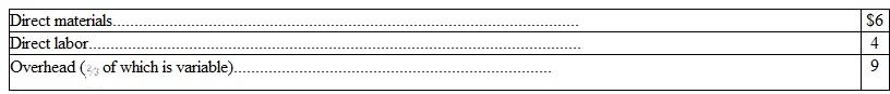 Mazeppa Corporation sells relays at a selling price of $28 per unit. The company's cost per unit, based on full capacity of 160,000 units, is as follows:   Mazeppa has been approached by a distributor in Montana offering to buy a special order consisting of 30,000 relays. Mazeppa has the capacity to fill the order. However, it will incur an additional shipping cost of $2 for each relay it sells to the distributor. a. Assume that Mazeppa is currently operating at a level of 100,000 units. What unit price should it charge the distributor if it wishes to increase operating income by $2 for each unit included in the special order? b. Assume that Mazeppa is currently operating at full capacity. To fill the special order, regular customers will have to be turned away. Now what unit price should it charge the distributor if it wishes to increase total operating income by $60,000 more than it would be without accepting the special order?<div style=padding-top: 35px> 