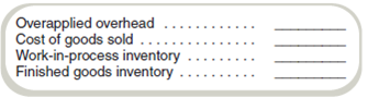 Analysis of Overhead Using a Predetermined Rate  Kansas Company uses a job costing accounting system for its production costs. The company uses a predetermined overhead rate based on direct labor-hours to apply overhead to individual jobs. The company prepared an estimate of overhead costs at different volumes for the current year as follows:     The expected volume is 180,000 direct labor-hours for the entire year. The following information is for March, when Jobs 6023 and 6024 were completed.         Required  Answer the following questions. a. Compute the predetermined overhead rate (combined fixed and variable) to be used to apply overhead to individual jobs during the year. ( Note: Regardless of your answer to requirement [ a ], assume that the predetermined overhead rate is $9 per direct labor-hour. Use this amount in answering requirements [ b ] through [ e ].)b. Compute the total cost of Job 6023 when it is finished. c. How much of factory overhead cost was applied to Job 6025 during March  d. What total amount of overhead was applied to jobs during March  e. Compute actual factory overhead incurred during March. f. At the end of the year, Kansas Company had the following account balances:     How would you recommend treating the overapplied overhead, assuming that it is not material Show the new account balances in the following table.   