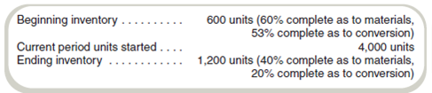 Compute Costs per Equivalent Unit: Weighted-Average Method  The Matsui Lubricants plant uses the weighted-average method to account for its work-in-process inventories. The accounting records show the following information for a particular day:     Quantity information is obtained from the manufacturing records and includes the following:     Required  Compute the cost per equivalent unit for direct materials and conversion costs.