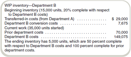 Prepare a Production Cost Report: FIFO Method  Assume that El Paso Corporation provides you with the following information for one of its department's operations for September (no new material is added in Department B):     Required  Prepare a production cost report using FIFO.