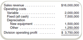 Equipment Replacement and Performance Measures Oscar Clemente is the manager of Forbes Division of Pitt, Inc., a manufacturer of biotech products. Forbes Division, which has $4 million in assets, manufactures a special testing device. At the beginning of the current year, Forbes invested $5 million in automated equipment for test machine assembly. The division's expected income statement at the beginning of the year was as follows:   A sales representative from LSI Machine Company approached Oscar in October. LSI has for $6.5 million a new assembly machine that offers significant improvements over the equipment Oscar bought at the beginning of the year. The new equipment would expand division output by 10 percent while reducing cash fixed costs by 5 percent. It would be depreciated for accounting purposes over a three-year life. Depreciation would be net of the $500,000 salvage value of the new machine. The new equipment meets Pitt's 20 percent cost of capital criterion. If Oscar purchases the new machine, it must be installed prior to the end of the year. For practical purposes, though, Oscar can ignore depreciation on the new machine because it will not go into operation until the start of the next year. The old machine, which has no salvage value, must be disposed of to make room for the new machine. Pitt has a performance evaluation and bonus plan based on ROI. The return includes any losses on disposal of equipment. Investment is computed based on the end-of-year balance of assets, net book value. Ignore taxes. Required a. What is Forbes Division's ROI if Oscar does not acquire the new machine b. What is Forbes Division's ROI this year if Oscar acquires the new machine c. If Oscar acquires the new machine and it operates according to specifications, what ROI is expected for next year<div style=padding-top: 35px> 