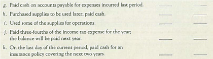 Recording Nonquantitatlve Journal Entries The following list includes a series of accounts for B-ball Corporation, which has been operating for three years. These accounts are listed alphabetically and numbered for identification. Following the accounts is a series of transactions. For each transaction, indicate the account(s) that should be debited and credited by entering the appropriate account number(s) to the right of each transaction. If no journal entry is needed, write none after the transaction. The first transaction is used as an example. TIP : In transaction ( h ) remember what the expense recognition principle says. TIP : Think of transaction ( j ) as two transactions: (1) incur expenses and liability and (2) pay