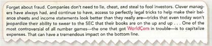 Ethical Decision Making A Real-Life Example  Read the following excerpt from an article in Fortune magazine and answer the questions that appear below.     1. When a company incurs a cost, its accountants have to decide whether to record the cost as an asset or expense. When costs are recorded as an asset, they are said to be capitalized. This builds on ideas first presented in Chapter 2, where you learned that it was appropriate to record costs as assets, provided that they possess certain characteristics. What are those characteristics  2. The author of the article argues that even with clear rules like those referenced in question 1 above, accounting still allows managers to use tricks like capitalizing expenses. What do you suppose the author means by the expression capitalizing expenses  3. Suppose that, in the current year, a company inappropriately records a cost as an asset when it should be recorded as an expense. What is the effect of this accounting decision on the current year's net income What is the effect of this accounting decision on the following year's net income  4. Later in the article (not shown) the author says that the videogame industry is one where companies frequently capitalize software development costs as assets. These costs include wages paid to programmers, fees paid to graphic designers, and amounts paid to game testers. Evaluate whether software development costs are likely to possess the main characteristics possessed by all assets. Can you think of a situation where software development costs might not possess these main characteristics  5. Do you think it is always easy and straightforward to determine whether costs should be capitalized or expensed Do you think it is always easy and straightforward to determine whether a manager is acting ethically or unethically Give examples to illustrate your views.
