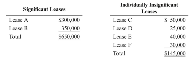 Railway Oil and Gas Company owned the following unproved property as of the end of 2010:   Although no activity took place on Lease A during the year, Railway decided that Lease A was not impaired, because there were still three years left in that lease's primary term. Two dry holes were drilled on Lease B during the year; but because Railway intended to drill one more well on Lease B in the coming year, it decided that Lease B was only 40% impaired. With respect to the individually insignificant leases, past experience indicates that 70% of all unproved properties assessed on a group basis will eventually be abandoned. Railway's policy is to provide at year-end an allowance equal to 70% of the gross cost of these properties. The allowance account had a balance of $20,000 at year-end. Give the entries to record impairment.<div style=padding-top: 35px> 
