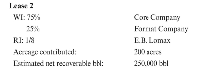 Two leases in far West Texas are being combined to form the West End Unit.     REqUIRED: a. Determine the participation factors for each party, assuming the participation factors are based on the acreage contributed. b. Determine the participation factors for each party, assuming the participation factors are based on the net recoverable barrels contributed. c. Determine the participation factors for each party, assuming the participation factors are based on the acreage contributed being weighted 40% and the net recoverable barrels being weighted 60%.