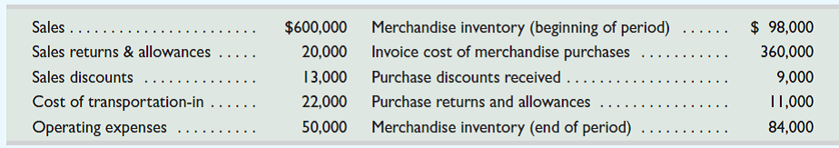 Official Brands' general ledger and supplementary records at the end of its current period reveal the following.     Required  1. Each member of the team is to assume responsibility for computing one of the following items. You are not to duplicate your teammates' work. Get any necessary amounts to compute your item from the appropriate teammate. Each member is to explain his or her computation to the team in preparation for reporting to the class. a. Net sales  b. Total cost of merchandise purchases  c. Cost of goods sold d. Gross profit e. Net income 2. Check your net income with the instructor. If correct, proceed to step 3. 3. Assume that a physical inventory count finds that actual ending inventory is $76,000. Discuss how this affects previously computed amounts in step 1.