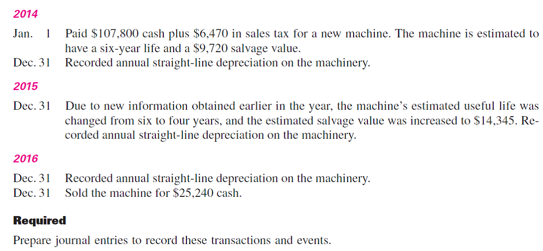 York Instruments completed the following transactions and events involving its machinery.