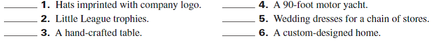 Determine which of the following are most likely to be considered as a job and which as a job lot.   