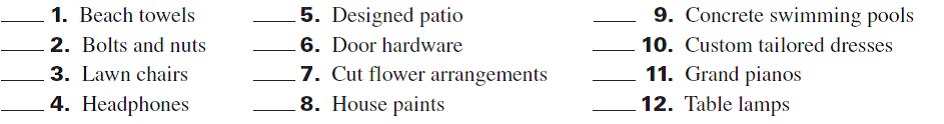 For each of the following products and services, indicate whether it is more likely produced in a process operation or in a job order operation.   