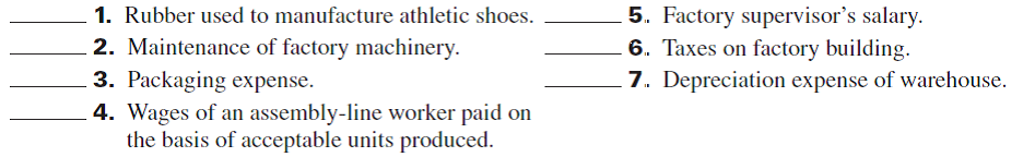 Determine whether each of the following is best described as a fixed, variable, or mixed cost with respect to product units.