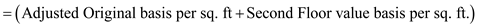 In the given scenario, a company allocates cost on a physical allocation basis but some managers are proposing an allocation on a value basis. The allocation of joint costs on a value basis means that the business allocates the cost to products based on certain grades and its relative production quantity. It determines the percentage of the total costs allocated to each product by the ratio of each product's sales value to the total value. The sales value is determined by multiplying the unit-selling price by the number of units. 1. Based on the current cost physical allocation basis the resulting occupancy costs are simply the physical space occupied by the current cost per square foot, which in this scenario is $23.25/sq. ft. AF's department occupies 2,000 sq. ft. so the cost calculation is: 2. In order to consider a value basis allocation the Controller had to split up the various occupancy costs incurred. Lighting and cleaning costs totaling $65,000 would be applied at the original basis method. The cost can be determined by dividing that cost by the total number of square feet in the building which is 20,000 sq. ft. In order to allocate the remaining Building rent costs of $400,000 on a value basis allocation some addition calculations are needed. The scenario indicates that first floor space costs $40 per sq. ft., second floor space costs $20 per sq. ft., and basement space costs $10 per sq. ft. Therefore, to determine the value basis for allocating cost one must multiply the number of sq. ft. occupied by their relative cost. The relative basis of each item's value to the total value can now be determined so that the cost allocation percentage can be determined. Since the cost was previously determined to be $400,000, the allocated joint cost of each item is simply the total cost multiplied by the relative basis for each item. It can then be divided by the total sq. ft. occupied by each floor to determine the cost per sq. ft. In order to apply the new blended cost basis for the department in question the cost per sq. ft. for each floor must be summed up. It is simply the adjusted original basis (for lighting and cleaning) plus the value basis (for building rent) for each floor. For the first floor the calculation is: For the second floor the calculation is: For the basement the calculation is: This can now be applied to the respective department. AF's department occupies 2,000 sq. ft. in the basement so the cost calculation is: 3. The manager of a second floor department would favor the blended value basis allocation because the cost allocation would be $17 per sq. ft. using the current allocation method versus $10.00 per sq. ft. using the blended value basis allocation.