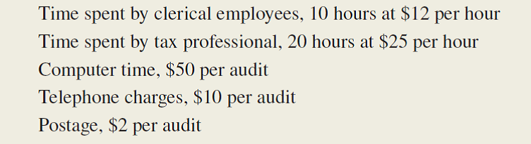 The State Department of Taxation processes and audits income-tax returns for state residents. The state tax commissioner has recently begun a program of work measurement to help in estimating the costs of running the department. The independent variable used in the program is the number of returns processed. In addition, the department incurs $10,000 of fixed costs each month that are associated with the process of auditing returns. Required: Draw a graph depicting the monthly costs of auditing state tax returns. Label the horizontal axis Tax returns audited.