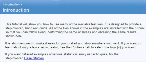 To read the tutorial of SPSS follow the instructions below: Step 1: We get the following window: Step 2: Expand the tutorial by click on + the resultant window is as follows: Step 3: Now click on Introduction then we get the following window: