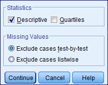 To test this question, a binomial test could be performed. Here, the number of unmarried women is 10 and the number of married women is 102. These data could be entered in the SPSS Data Editor in the following way: Instructions: The values of the numeric variable Status would be weighted by values of the variable Number. Go to Select weight cases by and specify the frequency variables (Number). The binomial test would be run using the test proportion is 0.34. Under this test the null and alternative hypotheses are Let us assume the level of significance is Use Non-parametric binomial test to analyze the data. Go to Specify the test variable list (Number) Select get from data Specify the test proportion 0.34 Click ok. Click on Options Check Descriptive Select Exclude cases test-by-test Click Continue Then Click Ok By following the above instructions we get the output as shown below: From the above output we have the calculated P -value as 0.000. Since, the value is less than 0.05 level of significance, we reject the null hypothesis and conclude that the population proportion is differ from 0.34.
