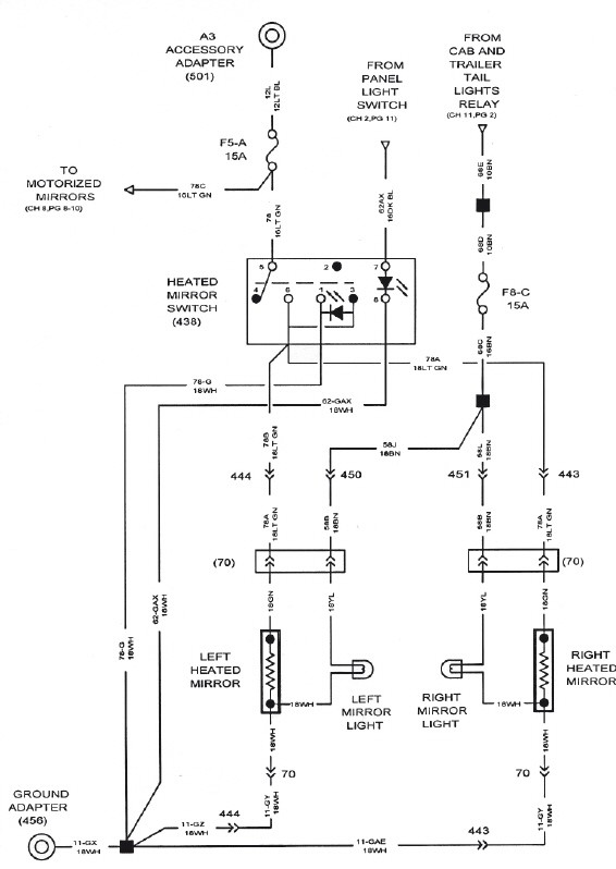 Referring to following figure, the heated mirror switch contains incandescent lamps for panel illumination and ON indicator.   