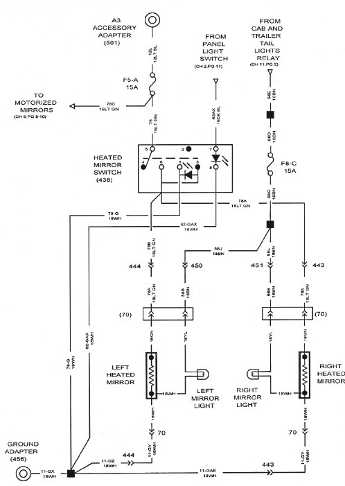 Referring to the figure shown below, which failure(s)  could cause both mirror lights to illuminate when the mirror heat switch is in the ON position even though the park lamps are switched OFF?   A)  Wire-to-wire short between circuits 78B and 58J B)  Wire-to-wire short between circuits 78A and 58B C)  Open of circuit 11-GZ D)  All of the above could cause this failure.
