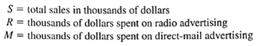 GreenLawns provides a lawn fertilizer and weed control service. The company is adding a special aeration treatment as a low-cost extra service option, which it hopes will help attract new customers. Management is planning to promote this new service in two media: radio and direct-mail advertising. A media budget of $3000 is available for this promotional campaign. Based on past experience in promoting its other services, GreenLawns obtained the following estimate of the relationship between sales and the amount spent on promotion in these two media:    Where    GreenLawns would like to develop a promotional strategy subject to the restriction provided by the media budget. a. What is the value of sales if $2000 is spent on radio advertising and $1000 is spent on direct-mail advertising? b. Formulate an optimization problem that can be solved to maximize sales subject to the media budget. c. Determine the optimal amount to spend on radio and direct-mail advertising. How much money will be generated in sales?