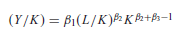 Consider the Cobb-Douglas production function    where Y = output, L = labor input, and K = capital input. Dividing (1) through by K, we get    Taking the natural log of (2) and adding the error term, we obtain    Where 0= In 1  a. Suppose you had data to run the regression (3). How would you test the hypothesis that there are constant returns to scale, i.e., ( 2 + 3 ) = 1 b. If there are constant returns to scale, how would you interpret regression (3) c. Does it make any difference whether we divide (1) by L rather than by K