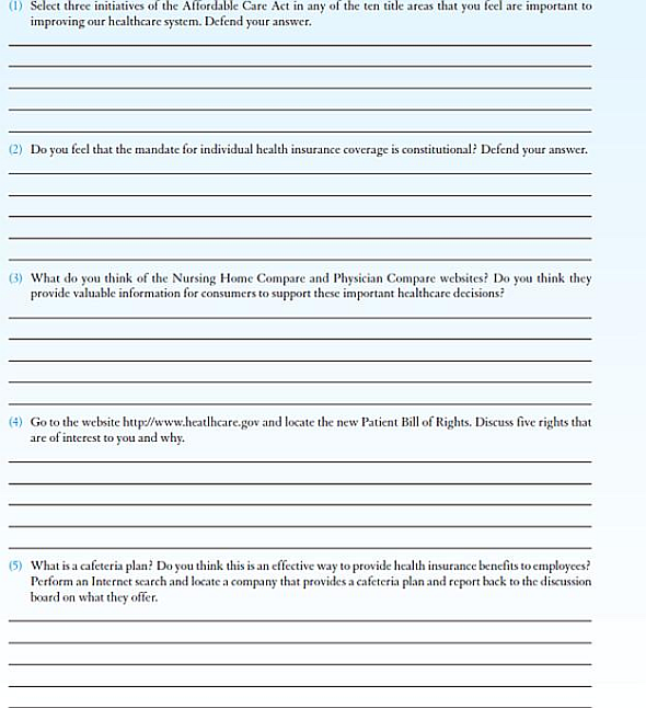 DISCUSSION QUESTIONS The following are suggested discussion questions for this chapter.