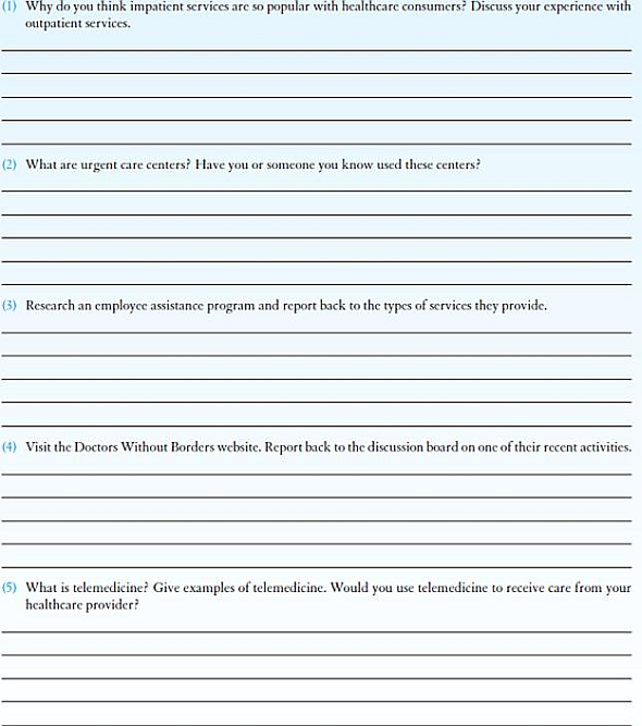 DISCUSSION QUESTIONS The following are suggested discussion questions for this chapter.