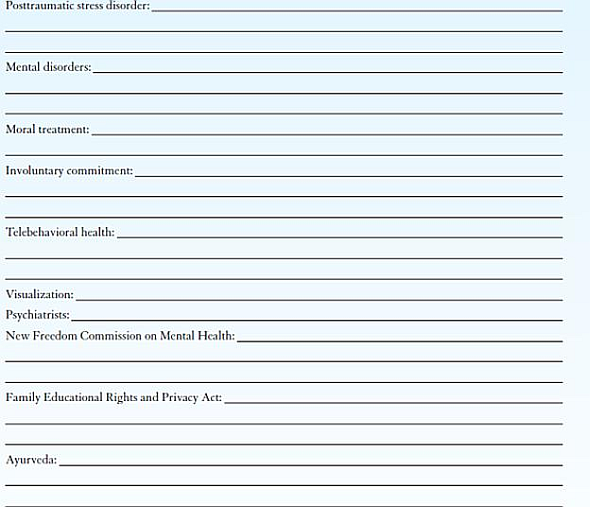 IN YOUR OWN WORDS Based on this chapter, please provide a definition of the following vocabulary words in your own words. DO NOT RECITE the text definition.