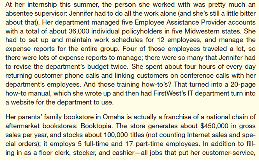 Below are a job ad and a résumé applying for that job. Using the information you have about Jennifer's two jobs (given below the résumé), critique Jennifer's résumé. Her job letter is Exercise 13.18, if you wish to look at it, too. Redo her résumé to improve it. Then write an e-mail to your instructor discussing the strengths and weaknesses of the résumé and explaining why you made the changes you did.         When you ask, Jennifer tells you about her two jobs:         Note: This exercise was written by Matthew Search. Exercise 13.18  In Chapter 12, Exercise 12.13, you critiqued the résumé of Jennifer Stanton. Below is her cover letter. Using the information about Jennifer from Exercise 12.13, redo her letter to improve it. Then write an e-mail to your instructor discussing the strengths and weaknesses of the letter and explaining why you made the changes you did.       