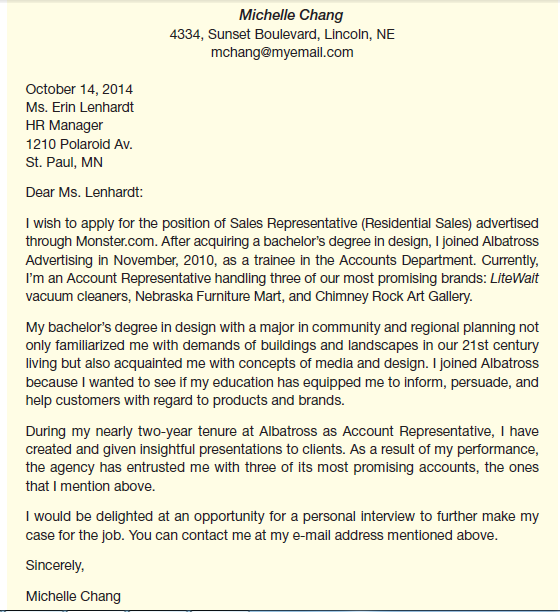 All-Weather, Inc., invited applications for the position of sales representative (Residential Sales). To be based in Nebraska, this person will be mainly responsible for sales of All-Weather's vinyl windows in local markets, including single- and double-hung windows and casement windows. The job description for the position reads as follows:     Below are two cover letters received from applicants. In an e-mail to your instructor, discuss the strengths and weaknesses of both. Judging just from their cover letter, which applicant would you prefer to hire Why            