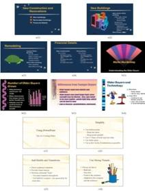 Evaluating PowerPoint Slides Evaluate the following drafts of PowerPoint slides. Are the slides' background appropriate for the topic Do the slides use words or phrases rather than complete sentences Is the font big enough to read from a distance Is the art relevant and appropriate Is each slide free from errors